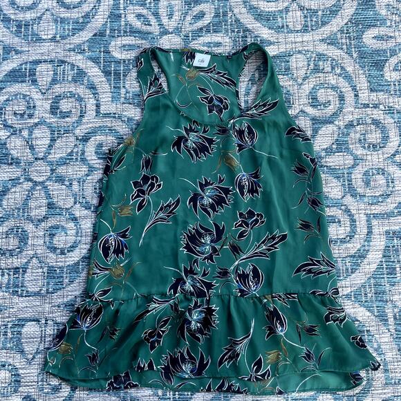 Cabi Zoe Falling Flowers Sleeveless Peplum Tank Top Blouse Green Floral Size M - Picture 2 of 8
